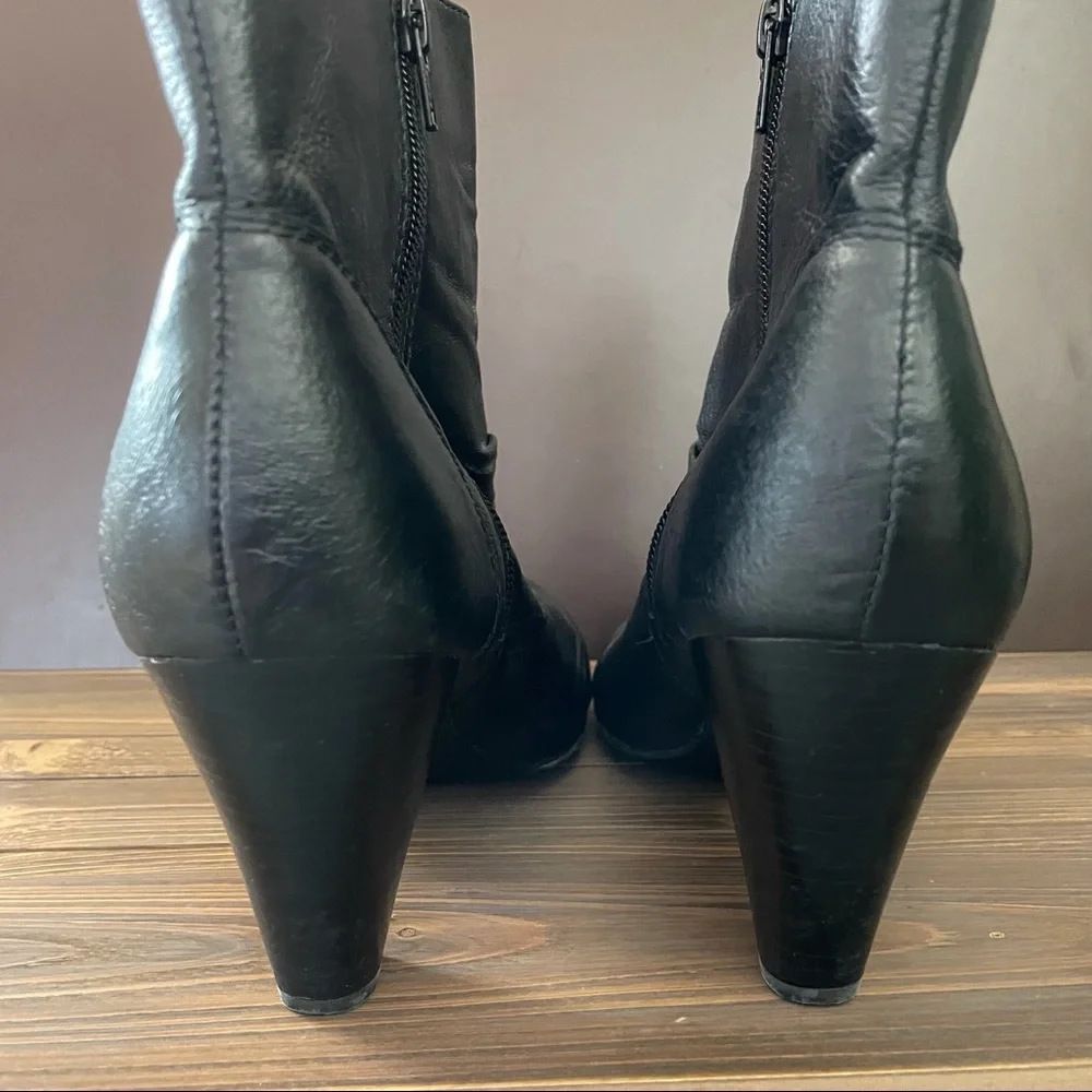 A.N.A. (Ana)  Black Leather Heeled Booties